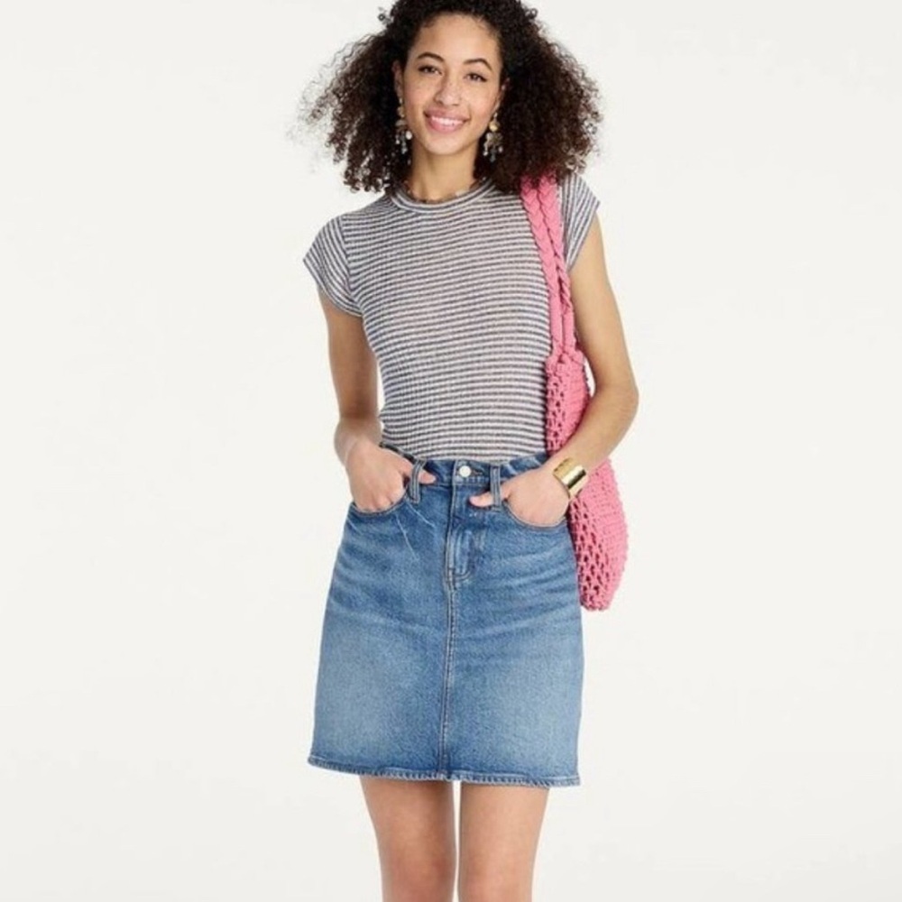 J. Crew Vintage Y2K Acid Wash Jean Straight Mini Above The Knee Skirt Size 6